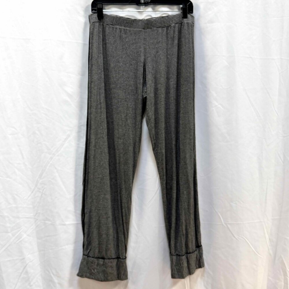 Anthropologie Maison Du Soir Black & White Striped Pajama Pants Boho Chic Sz LG